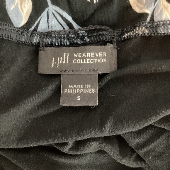 J.Jill Wearever Floral Sleeveless Tank Top Black Multicolor Drape Back Small - Picture 6 of 7